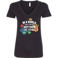 thumbnail image 3 of Inktastic In a World You Can Be Anything Be Kind Autism Awareness Women's V-Neck T-Shirt, 3 of 5