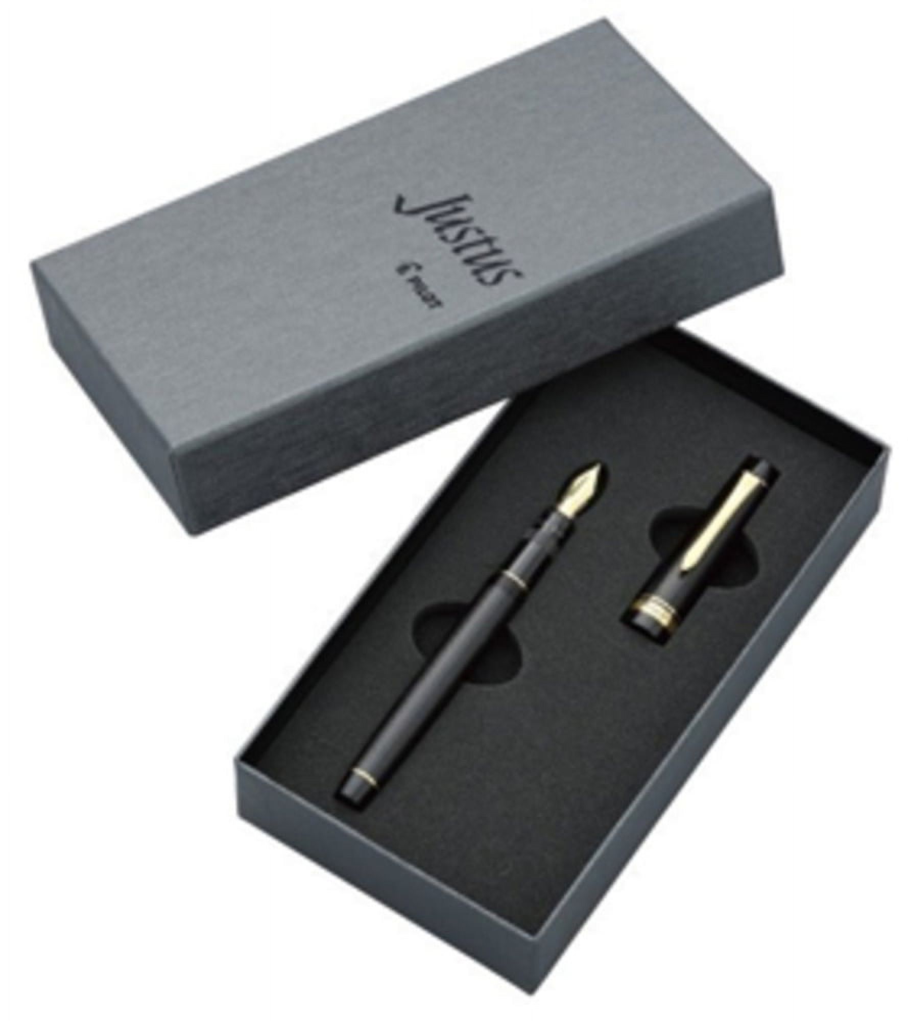 Pilot Justus 95 Black Resin Fountain Pen with Gold Accents 14-Karat Gold Nib, Fine (60591)