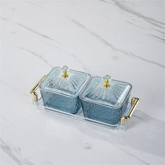 Acrylic Compartment Serving Tray With Lid Snack Plate For Coffee Table Fruit Storage Wedding Party Display And Home Entertaining