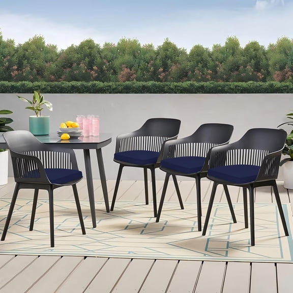 Outdoor Chair Cushions Set of 4, Patio Chair Cushions for Outdoor Furniture, Water Resistant, Non-Slip Ties (Navy Blue)