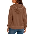 thumbnail image 5 of hoksml Women Full Zip Contrast Stitch Hooded Jacket Long Sleeve Hoodie with Kangaroo Pocket for Daily Casual Outdoor, 5 of 8