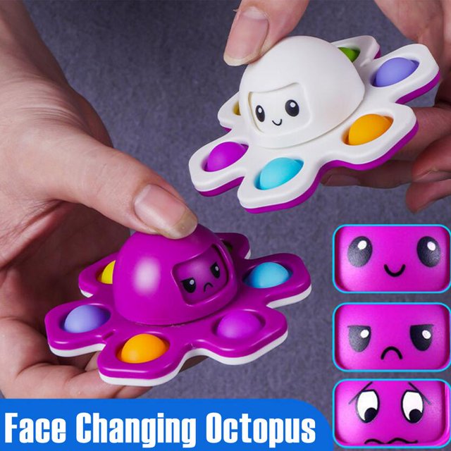 Spinner interactivo de silicona para aliviar el estrés, juguete para aliviar el autismo, cambio de cara de pulpo, burbuja Pop3206