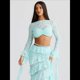 thumbnail image 4 of Conjunto de 2 Piezas de Camiseta Sin Mangas con Encaje de Cuerda para Mujer, Faldas Escalonadas Ajustadas, Vestido de Cóctel para Fiesta. Azul L, 4 of 7