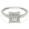 thumbnail image 3 of Princess & Round Cut White Lab Created Moissanite Diamond Square Halo Engagement Ring In 14k White Gold Over Sterling Silver(G-H Color,VVS1 Clarity,0.75 Cttw)-8.5, 3 of 6