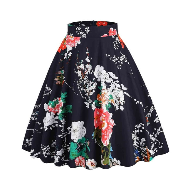 Birdeem Jupe Florale Rétro Imprimée Mode Été pour Femmes