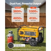 KFFKFF Portable Dual Fuel Generator, 4650W Peak Gasoline Power & 4130W Peak LPG Power, Home Backup Generator with Electric Start, Gas and LPG Compatibility, CO Detection, 20A & 50A Outlets