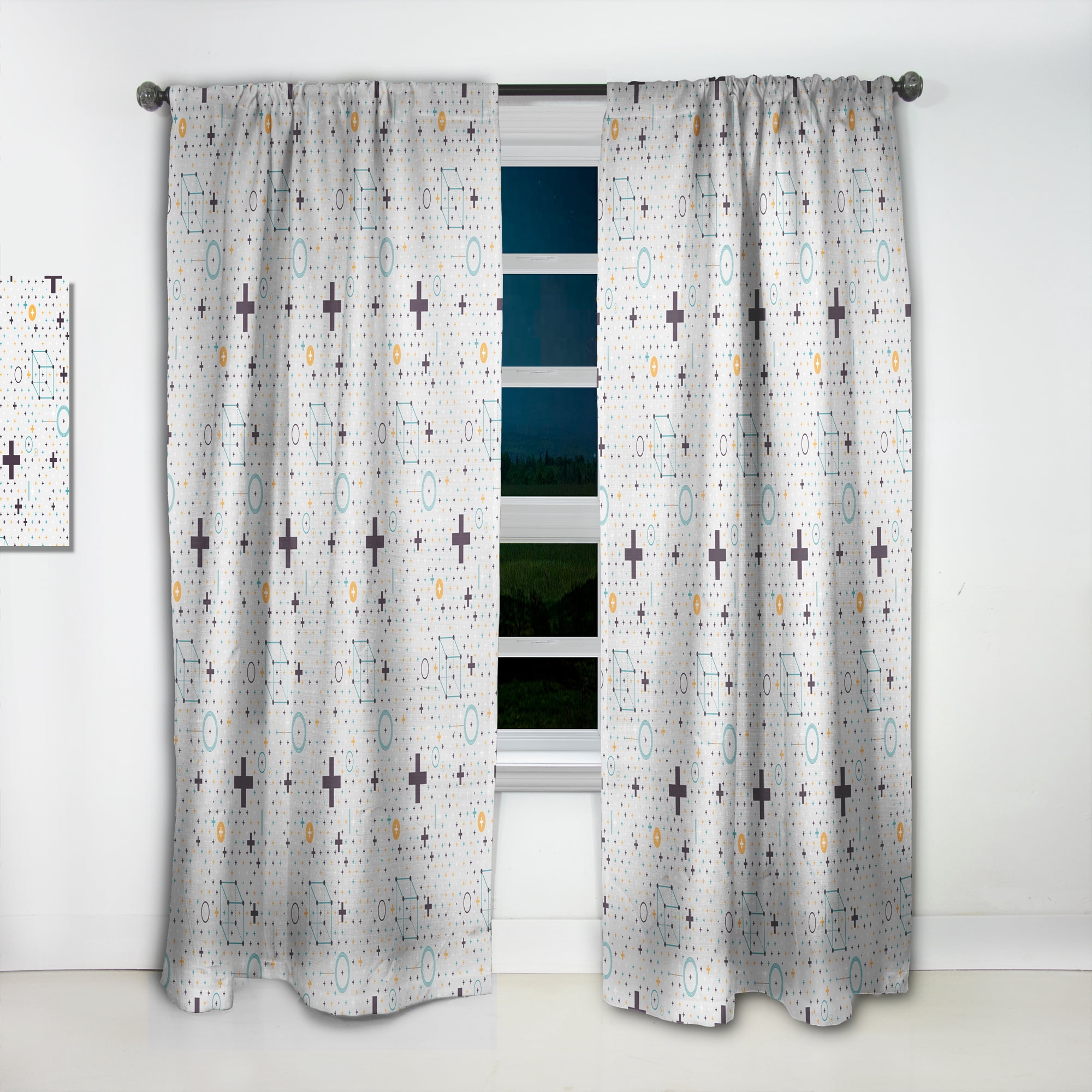 Designart 'Geometrical Minimalistic Elements' Mid-Century Modern Curtain Panel