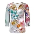 thumbnail image 6 of cocolona Womens Summer V Neck 3/4 Sleeve Tops Dressy Casual Blouses Fashion Casual Loose Floral Print T-shirts Trendy Tops 2025, 6 of 7