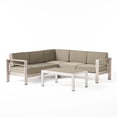 thumbnail image 2 of Noble House Cape Coral Khaki Water Proof Cushion Sofa Set with Glass Table, 2 of 14