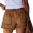 thumbnail image 3 of Pantalones Cortos Vaqueros Elásticos Enrollables para Mujer, Cintura Elástica con Cordón Ajustable, Cómodos, Color Caqui, Talla M, 3 of 7