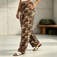 thumbnail image 4 of BaoFuBaoMei Camo Cargo Pants for Women Plus Size Wide Leg Drawstring High Waisted Trousers with Pockets Bottoms Hiking Streetwear, 4 of 7