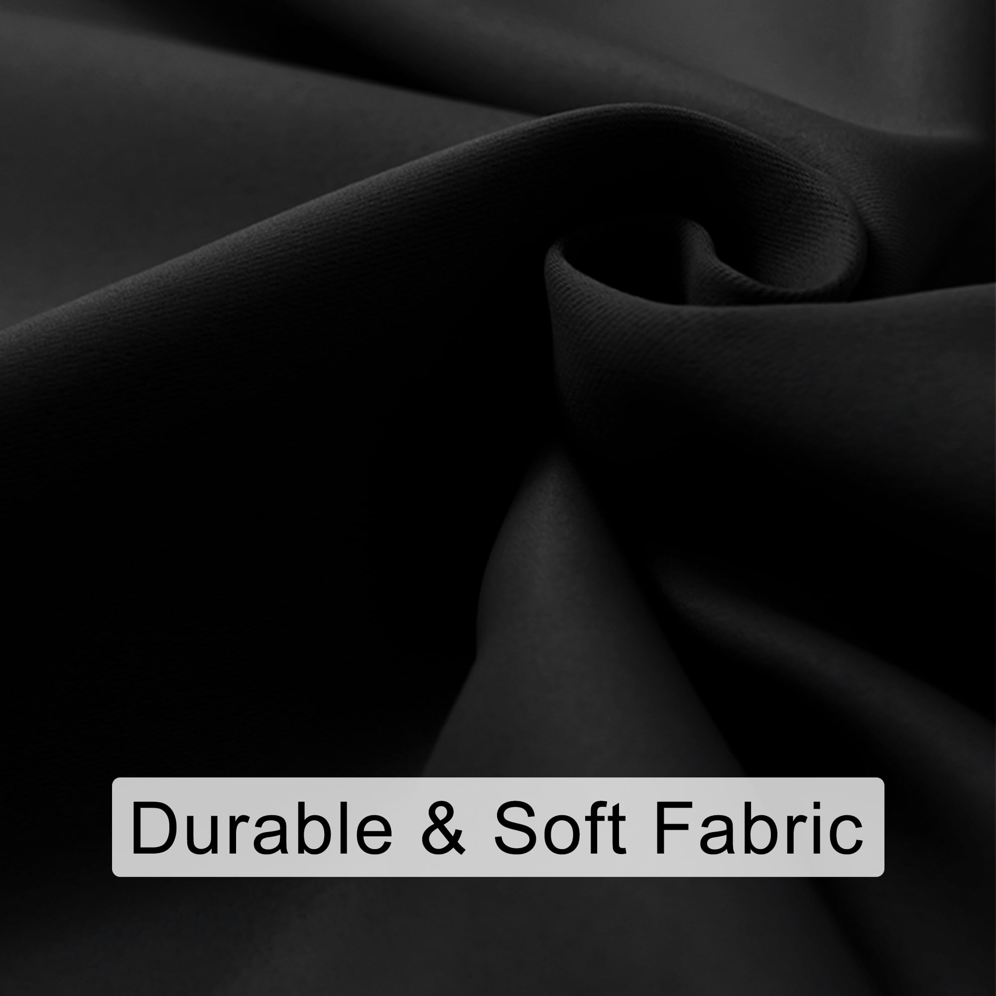 JIUZHEN Blackout Curtains for Bedroom - Thermal Insulated Room Darkening Noise Reducing, 42 x 72Inch Length Curtains for Living Room, Set of 2 Panels with Tiebacks, Black
