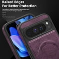 thumbnail image 6 of Dteck Magnetic Case for Google Pixel 9 Pro, Compatible with MagSafe, PU Leather TPU Bumper Shockproof Protective Cover with Kickstand,Dark Purple, 6 of 6