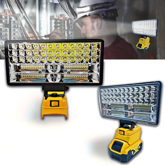 1 2PCS Cordless LED Work Light for Dewalt 20V Battery, Adjustable Portable Flood Light with USB Charging Port, for Job Site, Garage, Camping, Vehicle Lighting Battery Not Included