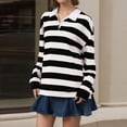 thumbnail image 6 of Domzest Striped Polo Shirt for Women Long Sleeve Rugby Collar Pullover Tops 2026 Trendy Casual Loose Fit Streetwear Tee Black XXL, 6 of 6