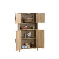 thumbnail image 5 of Mid-Century Modern 4-Door Storage Cabinet With Woven Rattan Doors Natural Finish Adjustable Shelves Storage, 5 of 11