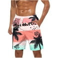 thumbnail image 2 of Sentmoon Mens Gym Shorts Lightweight Straight Sweat Shorts Tropical Print Drawstring Elastic Waist Summer Beach Shorts Side Pockets Stylish Papa for Sports Dance Running Pink XL, 2 of 5