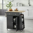 thumbnail image 4 of TMS Sonoma Buther Block Rolling Kitchen Cart with Adjustable Shelves, Drawer, Towel Rack, and Spice Rack, Black, 4 of 5