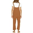 thumbnail image 3 of Puntoco Clearance Women'S Jumpsuit Casual Sleeveless Pockets Linen Rompers Long Playsuit Party Jumpsuits Coffee 10(XL), 3 of 9