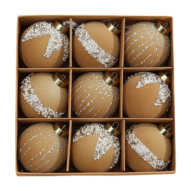 Juego de bolas navideñas de 8 cm para pintar, con forma de flocado, para colgar en el árbol de Navidad, multicolor, con acabado exquisito.