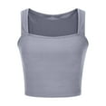 thumbnail image 4 of Lovskoo Knit Summer Tops for Women 2024 Crop Tops for Women Spaghetti Strap Sleeveless Solid Color Stretch Casual T Shirt Top Gray, 4 of 6