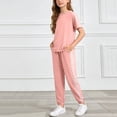 thumbnail image 4 of Kogui Outfit Sets Girls Summer Outfit Girl Matching 2pcs Sets Printed t-Shirt + Flare Leg Pants Size 7-8 (Pink,7-8 Years), 4 of 6