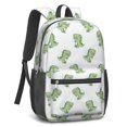 thumbnail image 2 of LightGreen Cartoon Dinosaurs Pattern 17" Waterproof Oxford School Backpacks for Teens, S-Shape Padded Straps, for School, Travel, Hiking, Camping, 2 of 5