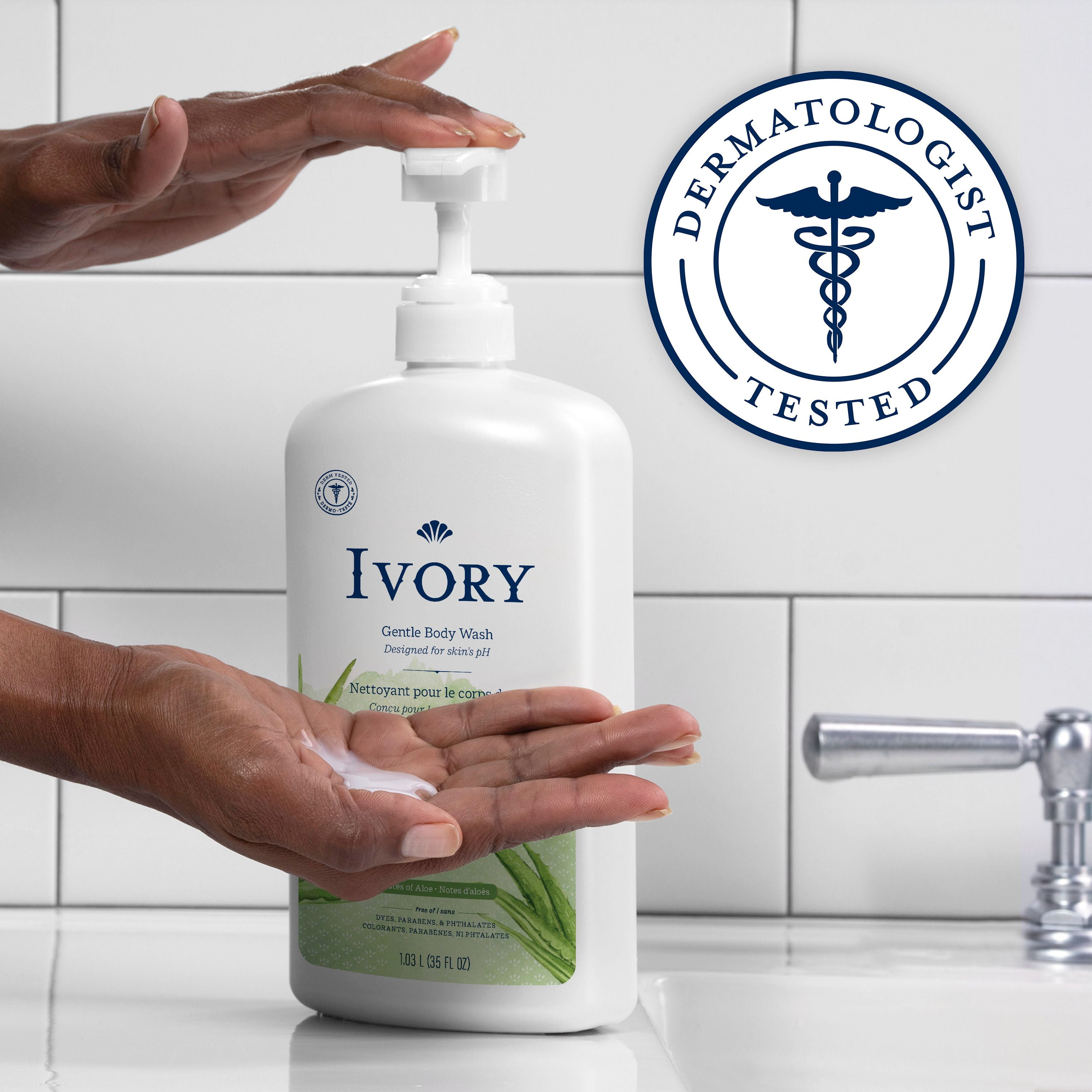 Ivory Gentle Body Wash, Notes of Aloe, 1035ML