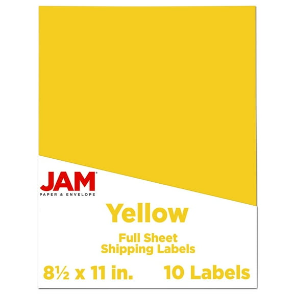 JAM Paper Full Page Labels, 8 1/2 x 11, Yellow, 10/Pack