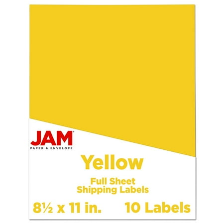JAM Paper Full Page Labels, 8 1/2 x 11, Yellow, 10/Pack