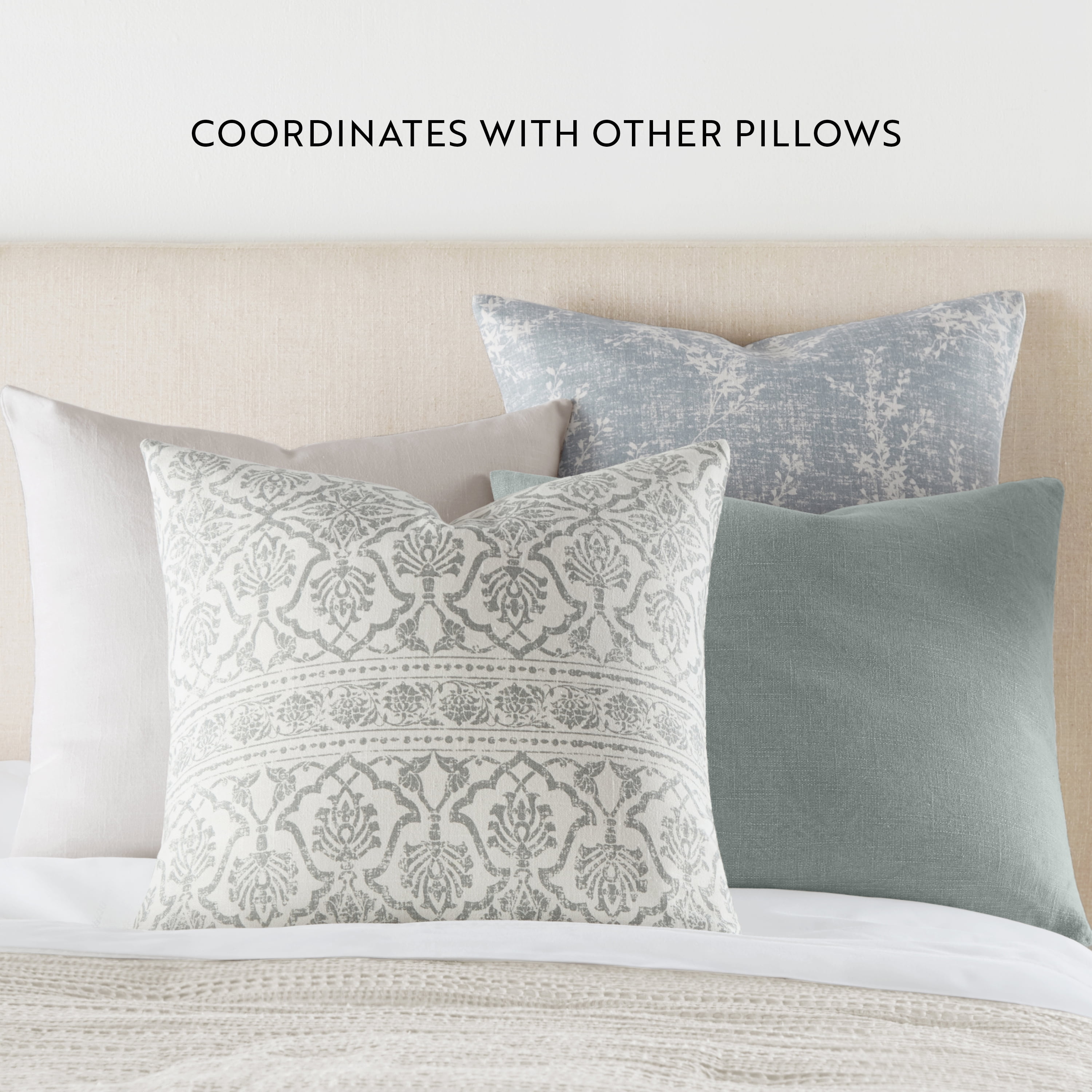 Noble Linens 2-Pack Cotton Slub Decor Throw Pillows Solids Arctic & White