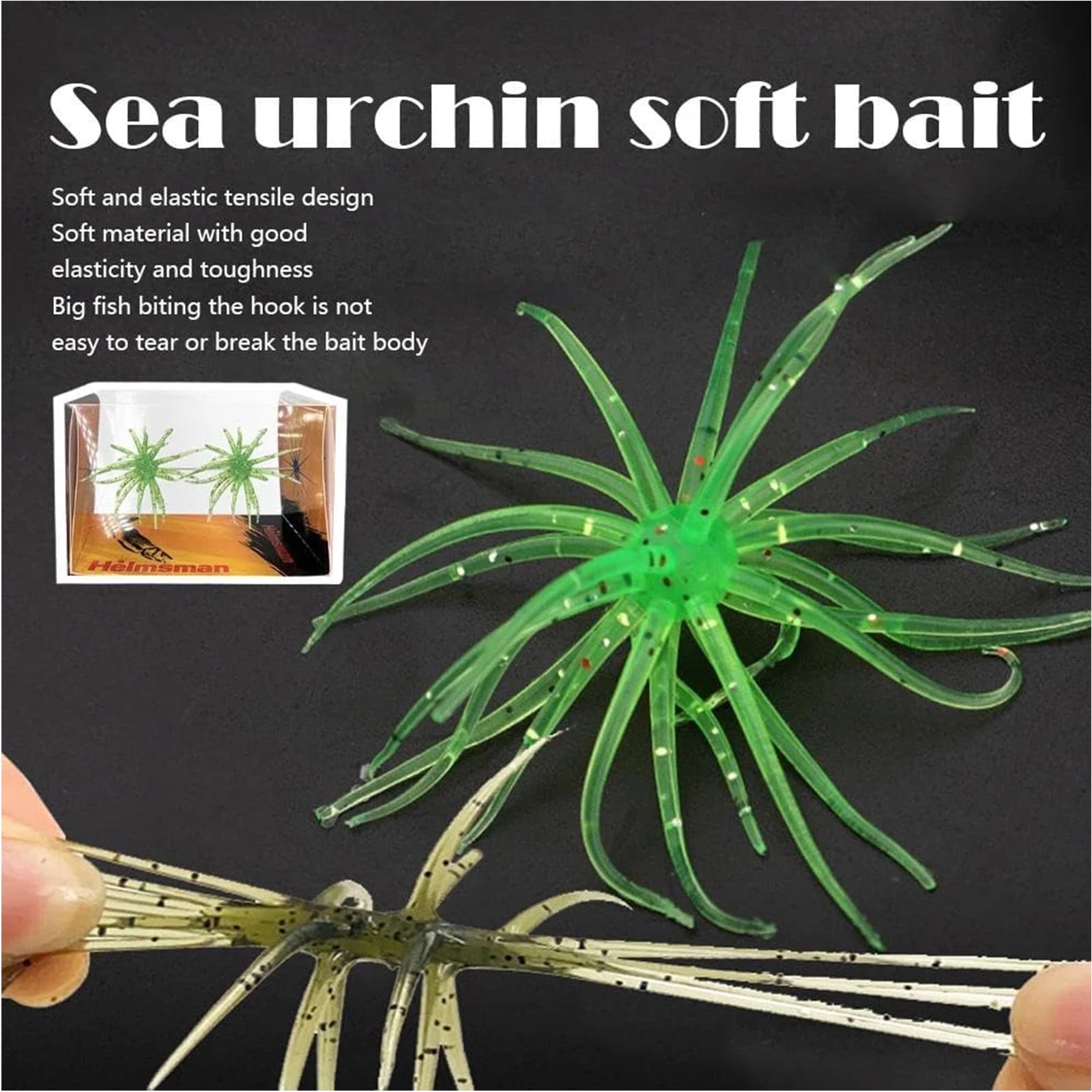 Sea Urchin Bait,Bass Fishing Bait,Soft Artificial Simulation Sea Urchin Wormss Lures for Bass,Black Pits, Mandarin Fish, Snakehead, Catfish,Versatile Angling for Shore River Lake