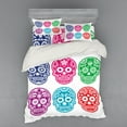thumbnail image 2 of Day of the Dead Duvet Cover Set, Skull Oriental Mexican Sugar for Day, Bedding Set with Shams and Fitted Sheet, 3 Sizes, by Ambesonne, 2 of 3