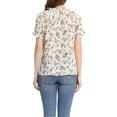 thumbnail image 4 of Allegra K Women's Floral Print Tie Neck Short Sleeves Peasant Blouse, 4 of 7