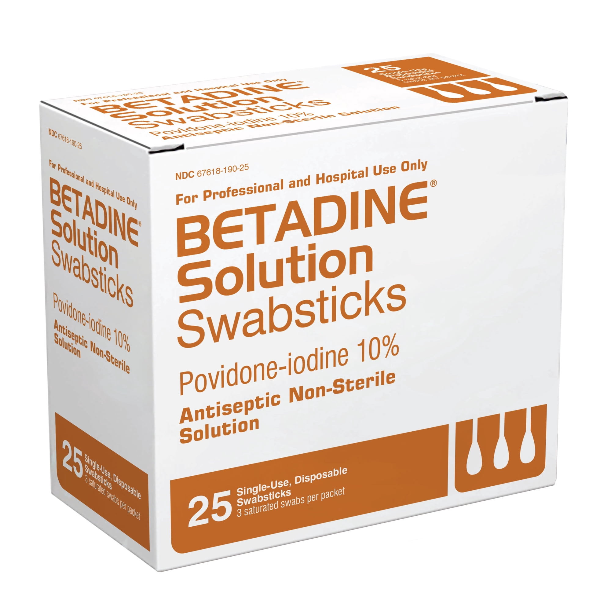 Betadine 10% Povidone-Iodine Swabsticks - 75 Single Use Sticks, Topical Antiseptic Brown Solution Swabstick 3ct (Box of 25)