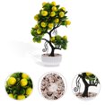 thumbnail image 2 of Artificial Lemon Tree Green PP Bonsai Style Home Decor Living Room 2Set 13X8.7X4.7In, 2 of 9