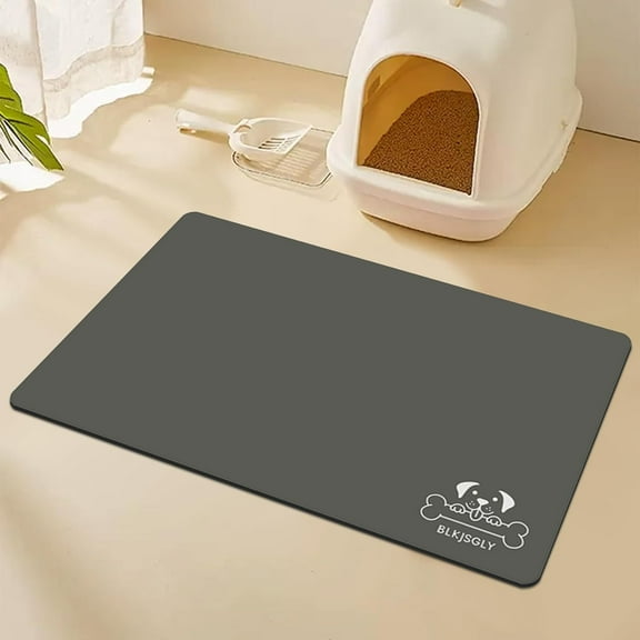 18"×30" Dog Bowl Mats for Food and Water, Absorbent Quick Dry Dog Food Mats for Floors Waterproof, No Stains Cat Dog Feeding Mat Non Skid Backing Pet Placemat for Messy Drinkers,Dark Grey