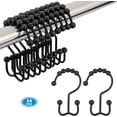 thumbnail image 7 of NimJoy Black Shower Curtain Ring Hooks, Rustproof Premium Stainless Steel Rollerball Easy Glide Shower Double-Hook, 12Pk, 7 of 7