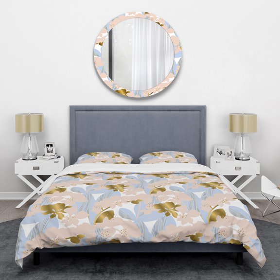 Designart 'Golden Foliage XV' Mid-Century Modern Duvet Cover Set