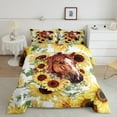 thumbnail image 2 of Feelyou Rustic Brown Horse Bedding Comforter Set, Farmhouse Sunglower Floral Twin Comforter Sets, Cartoon Animal Bedding Set, Microfiber Bedroom Decor, 2pcs, 2 of 8