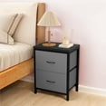 thumbnail image 2 of Nightstand, Bedside Table with 2 Storage Drawers, Wooden Top Fabric Cabinet Kids Mini Dresser for Bedroom, Closet, Entryway, College Dorm, Gray, 2 of 7