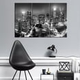 thumbnail image 2 of TISHIRON 3PCS Framed Canvas Wall Art Set,36"x24" Cityscape on a Foggy Night Canvas Art Decor, 2 of 7