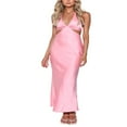 thumbnail image 2 of EIMELI Robe Longue d'Été pour Femmes Contraste Couleur Col Licou Décolleté en V Profond Sans Manches Dos Nu, 2 of 7