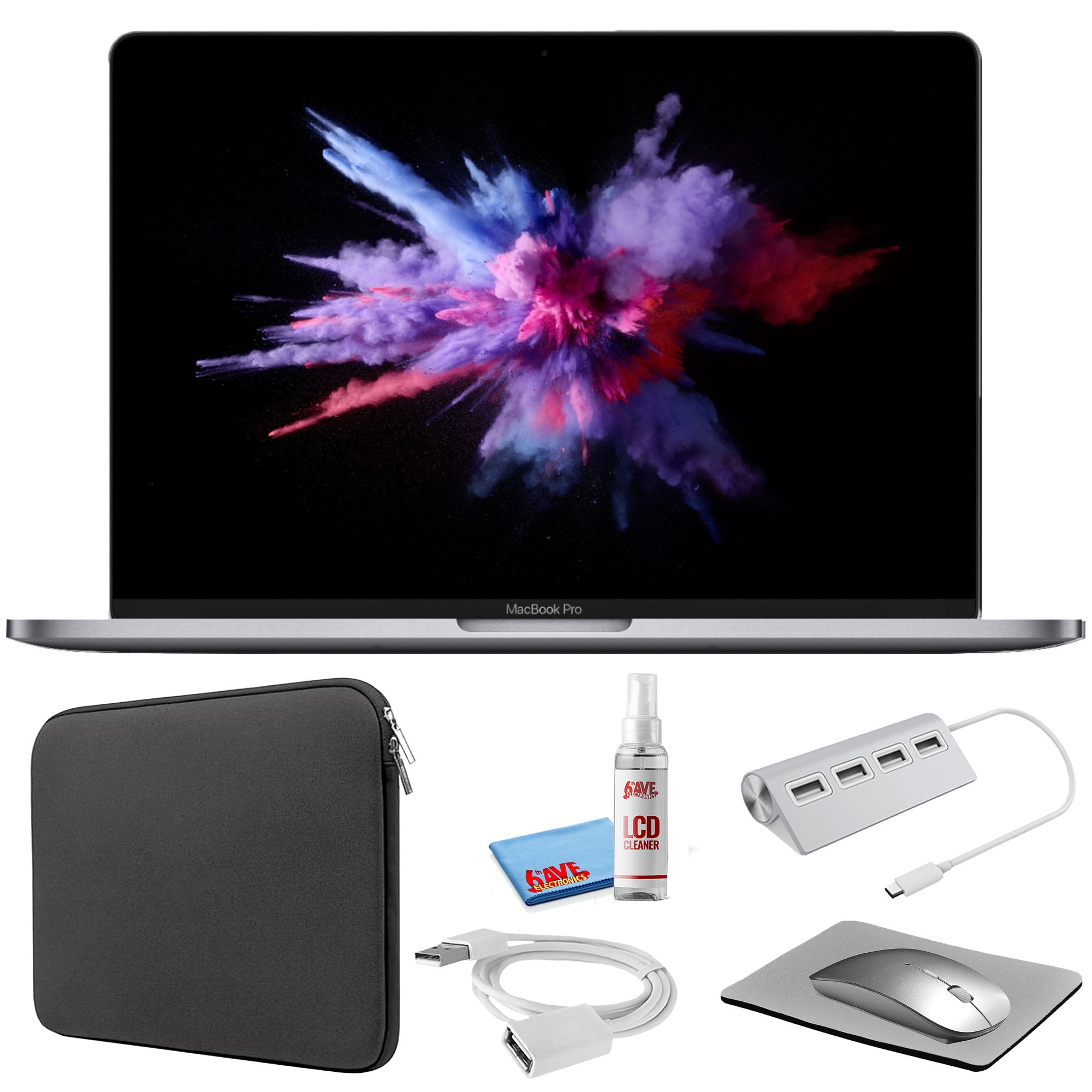 Apple MacBook Pro 13-inch (i5 1.4GHz, 128GB SSD) (Mid 2019, MUHN2LL/A) -  Space Gray Bundle with Black Zipper Sleeve + Laptop Starter Kit + Cleaning  