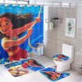 thumbnail image 1 of Juego de 4 cortinas de ducha Moana con alfombrillas antideslizantes, tapa de inodoro y alfombrilla de baño, cortina de ducha impermeable con decoración de dibujos animados para baño con 12 ganchos,, 1 of 8