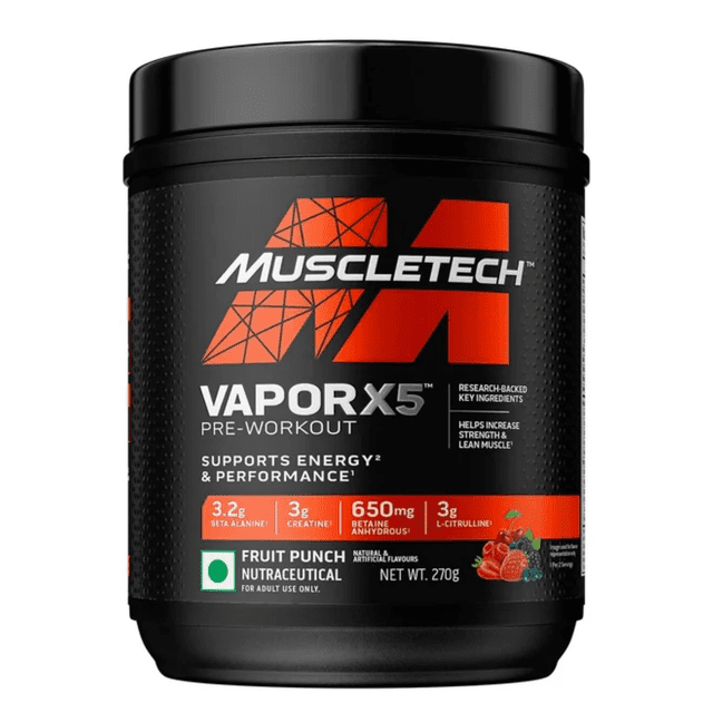PRE ENTRENO MUSCLETECH VAPOR X5 SABOR FRUIT PUNCH