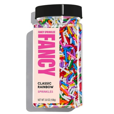 Fancy Sprinkles Classic Rainbow Crunchy Jimmies, Dessert Sprinkles, 3.8 oz