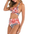 thumbnail image 6 of Women's Bikini Set Fashion Print High Waist Sexy Two Piece Swimsuit for Beach Pool Summer Vacation,Pink,L, 6 of 8