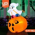 thumbnail image 2 of Joiedomi Decoraciones inflables de Halloween de 5 pies de alto, decoración al aire libre, inflable lindo fantasma decoración de Halloween al aire libre, bolsa de caramelos de calabaza con LED incorpor, 2 of 5