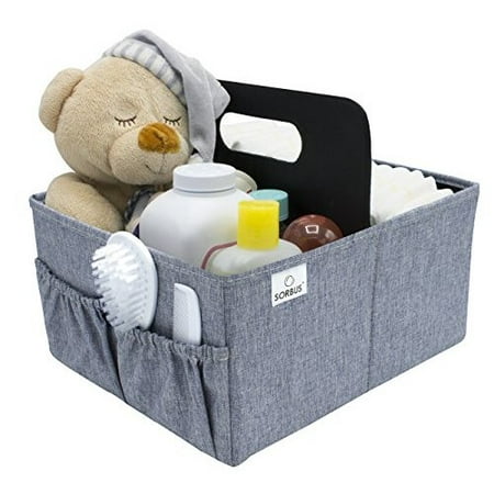 Sorbus Baby Diaper Caddy with Handle, Storage for Diapers, Baby Wipes, Supplies, etc - Portable, Foldable, Removable